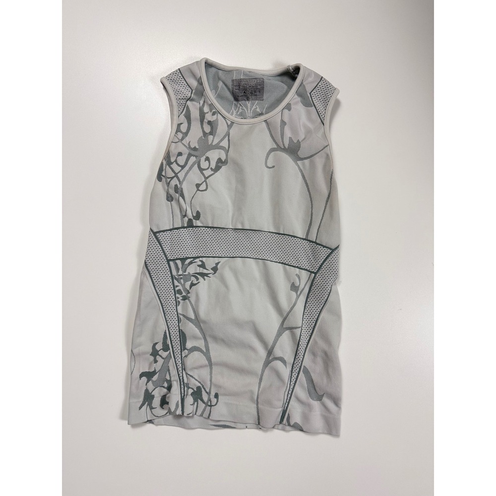 Athleta Women Gray Seamless Floral Graphic Mesh Knit Tank Top S 735055